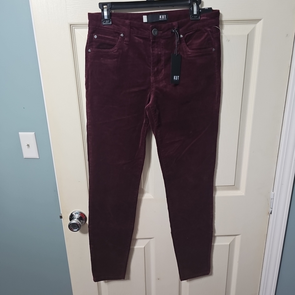 NWT Kut From The Kloth Diana High Rise Fab Ab Skinny Corduroy Pants Red Size‎ 6